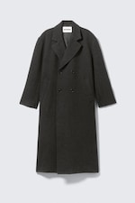 Vert foncé chevrons - Manteau en laine mélangée croisé oversize - 5