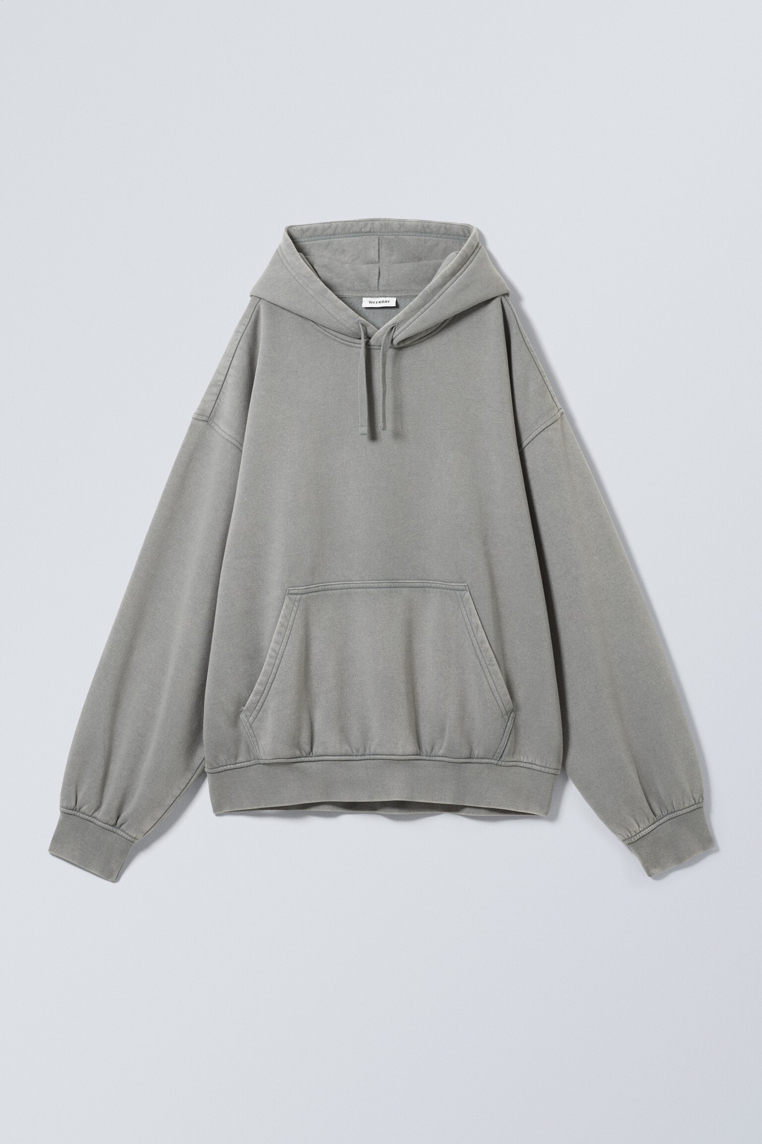 Boxy Heavyweight Hoodie - Washed Dusty Grey/Medium Brown