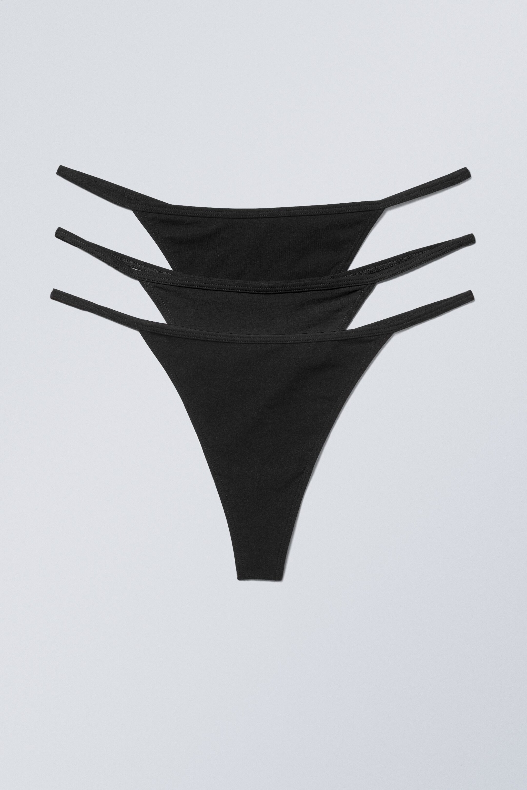 Black - 3-pack Alex Cotton Tanga Thong - 0
