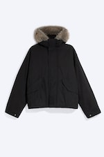 Black - Faux Fur-Trim Puffer Jacket - 0