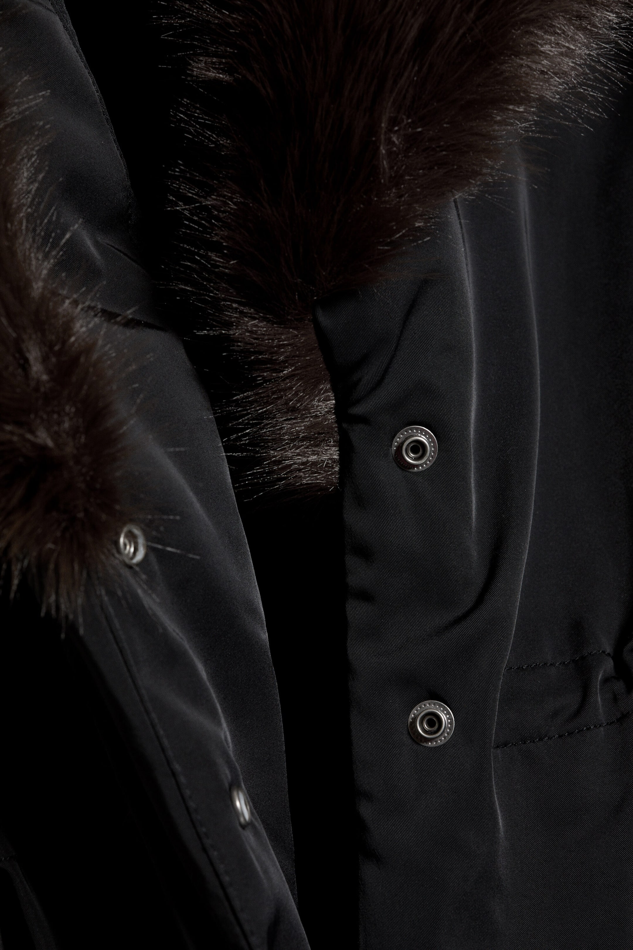Black - Faux Fur-Collar Padded Jacket - 6