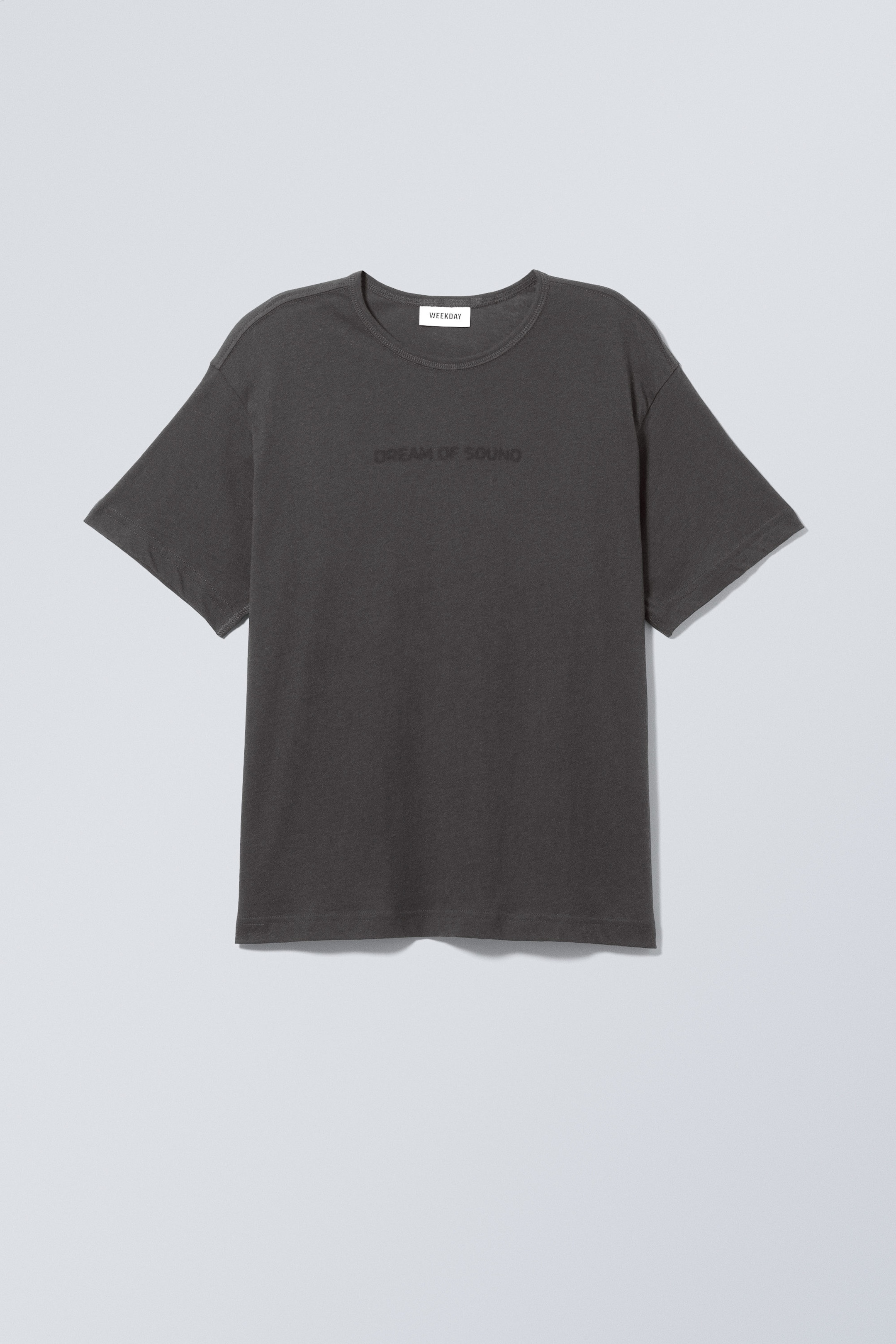Dunkelgrau - Kastiges T-Shirt in lockerer Passform mit Print - 1