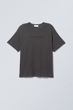 Dunkelgrau - Kastiges T-Shirt in lockerer Passform mit Print - 0