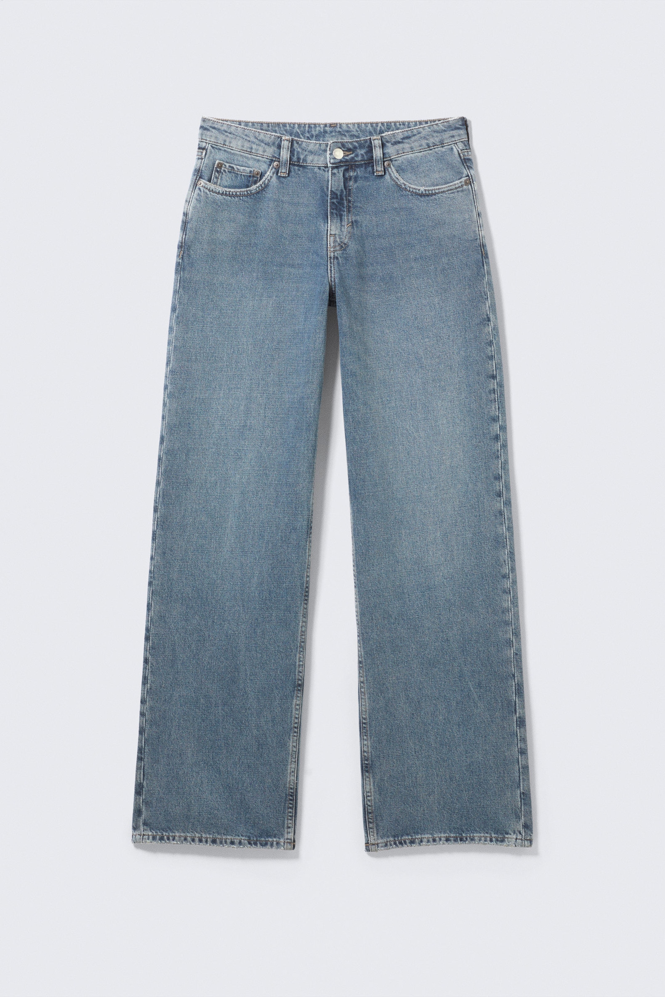 Blue One - Medium Blue - Ample Low Rise Loose Wide Leg Jeans - 3