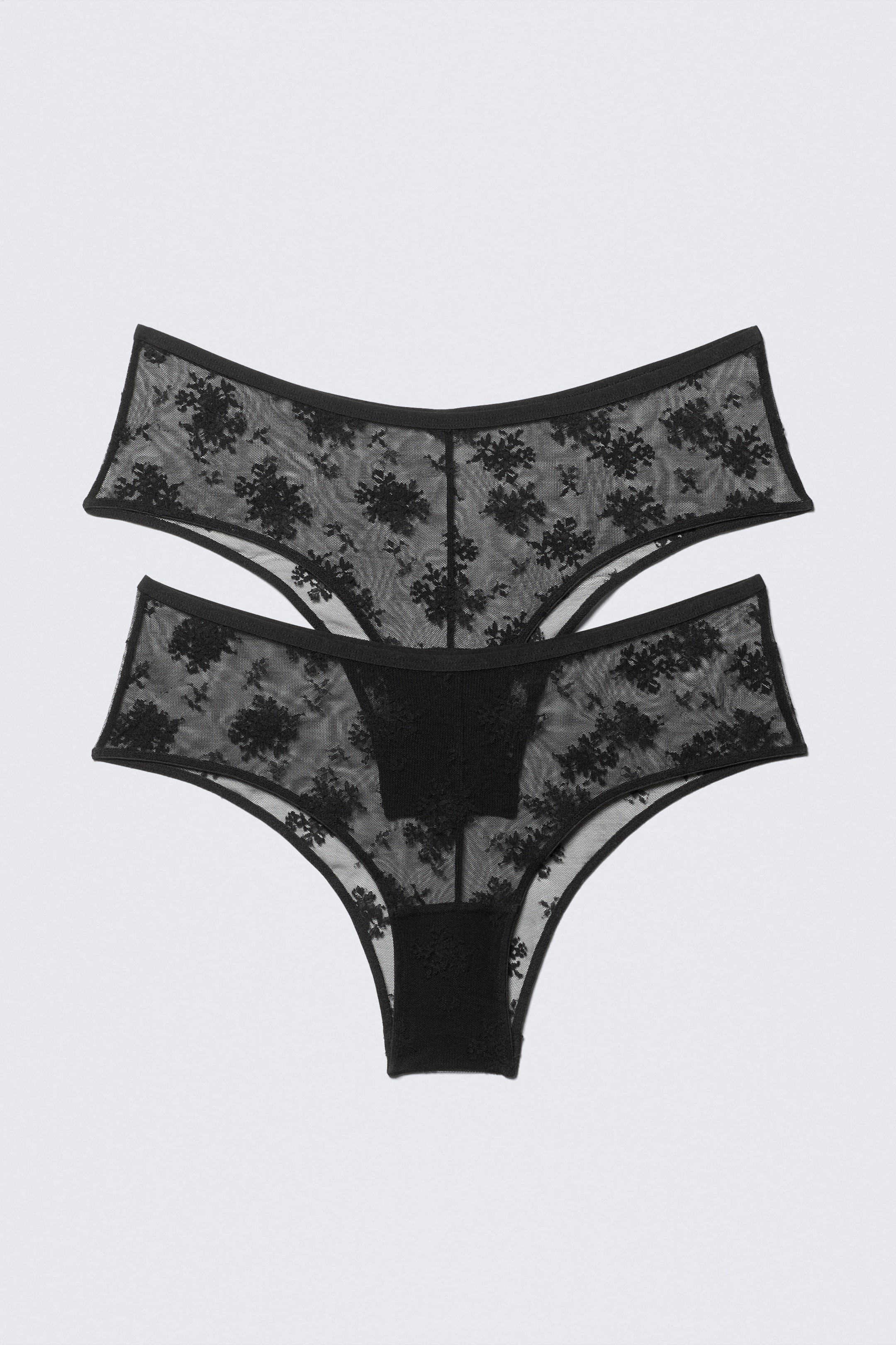 Black - 2-pack Sheer Lace Hipster Briefs