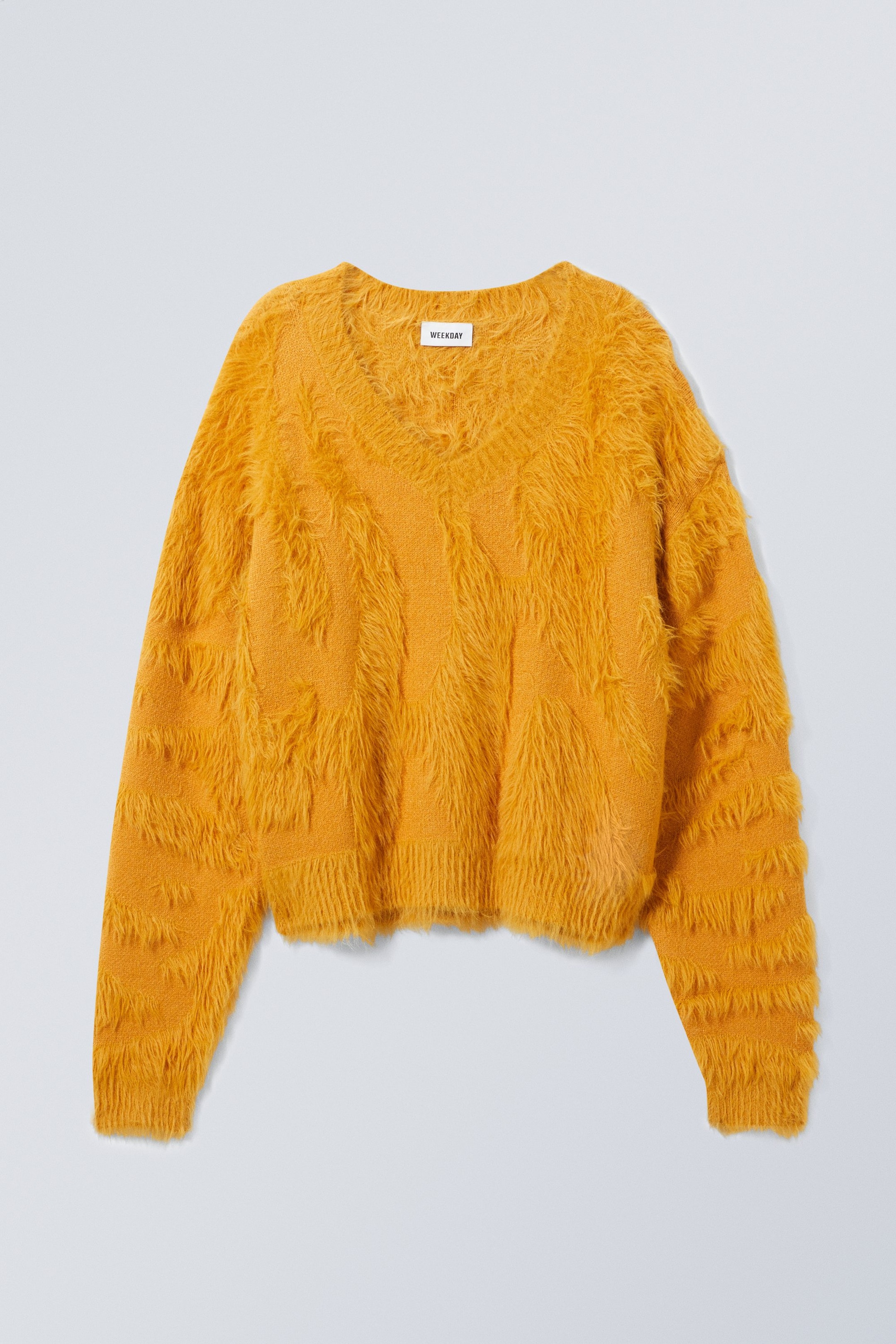 Orange - Cora Hairy V-neck Sweater - 0