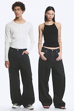 Tuned Black - Black - Astro Mid Rise Loose Baggy Unisex Jeans - 0