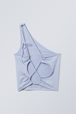 Dusty blue - Y2K One Shoulder Top - 1