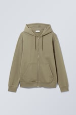 Kaki - Standaardhoodie met rits - 0