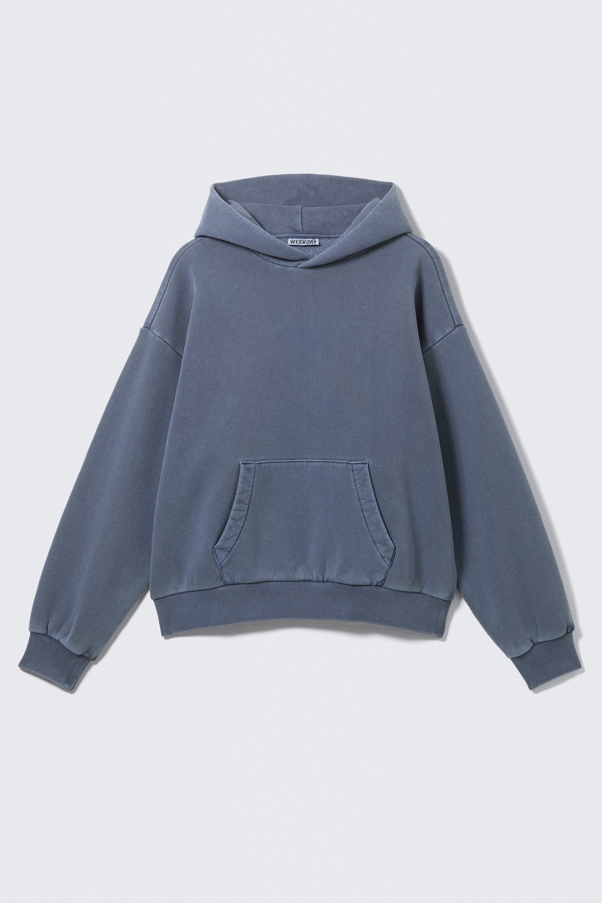 Sweat à capuche ample en coton lourd - Bleu foncé délavé/Gris foncé délavé