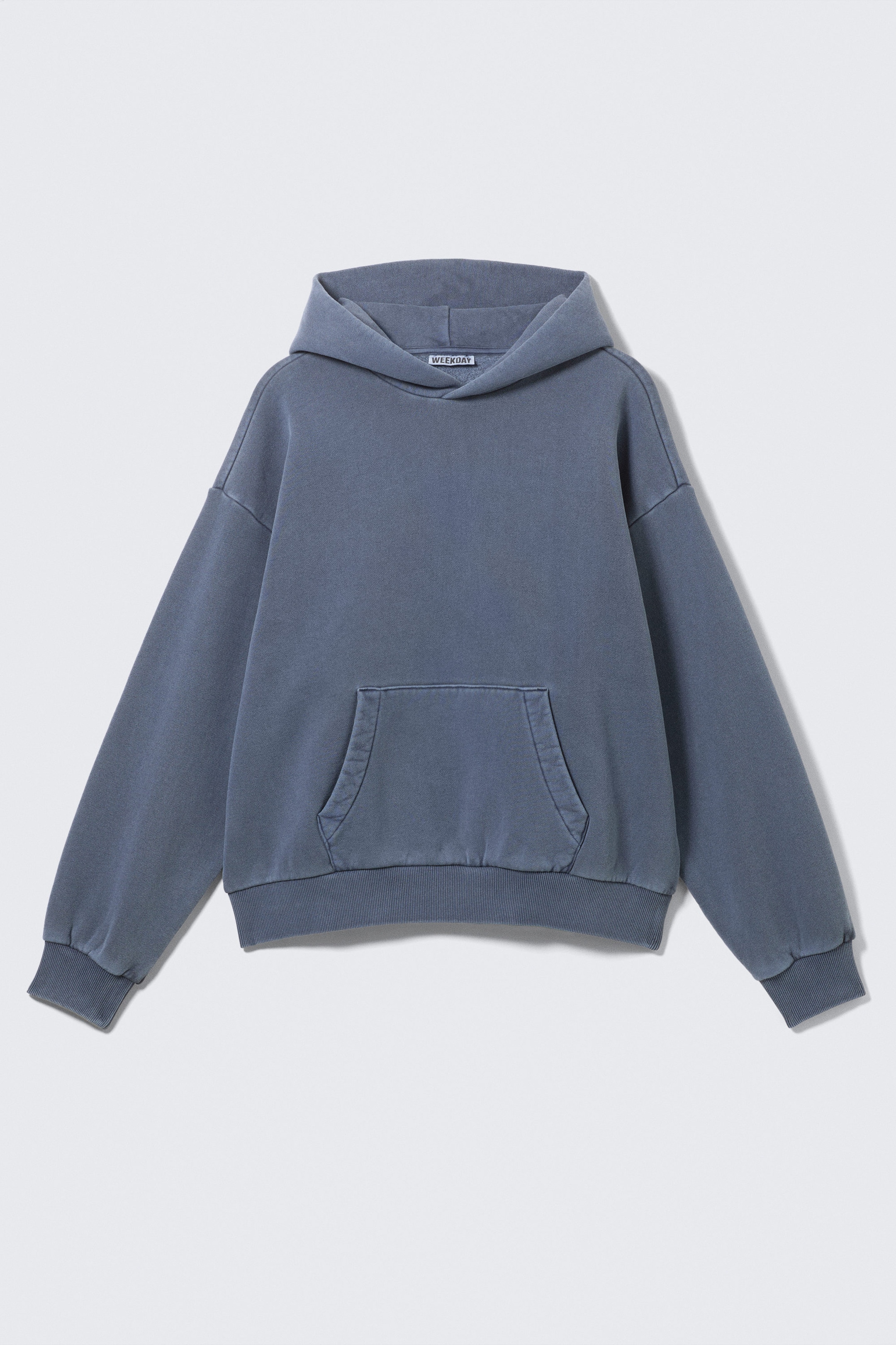 Washed Dark Blue - Loose Heavyweight Cotton Hoodie - 4