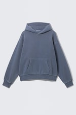 Washed Dark Blue - Loose Heavyweight Cotton Hoodie - 4