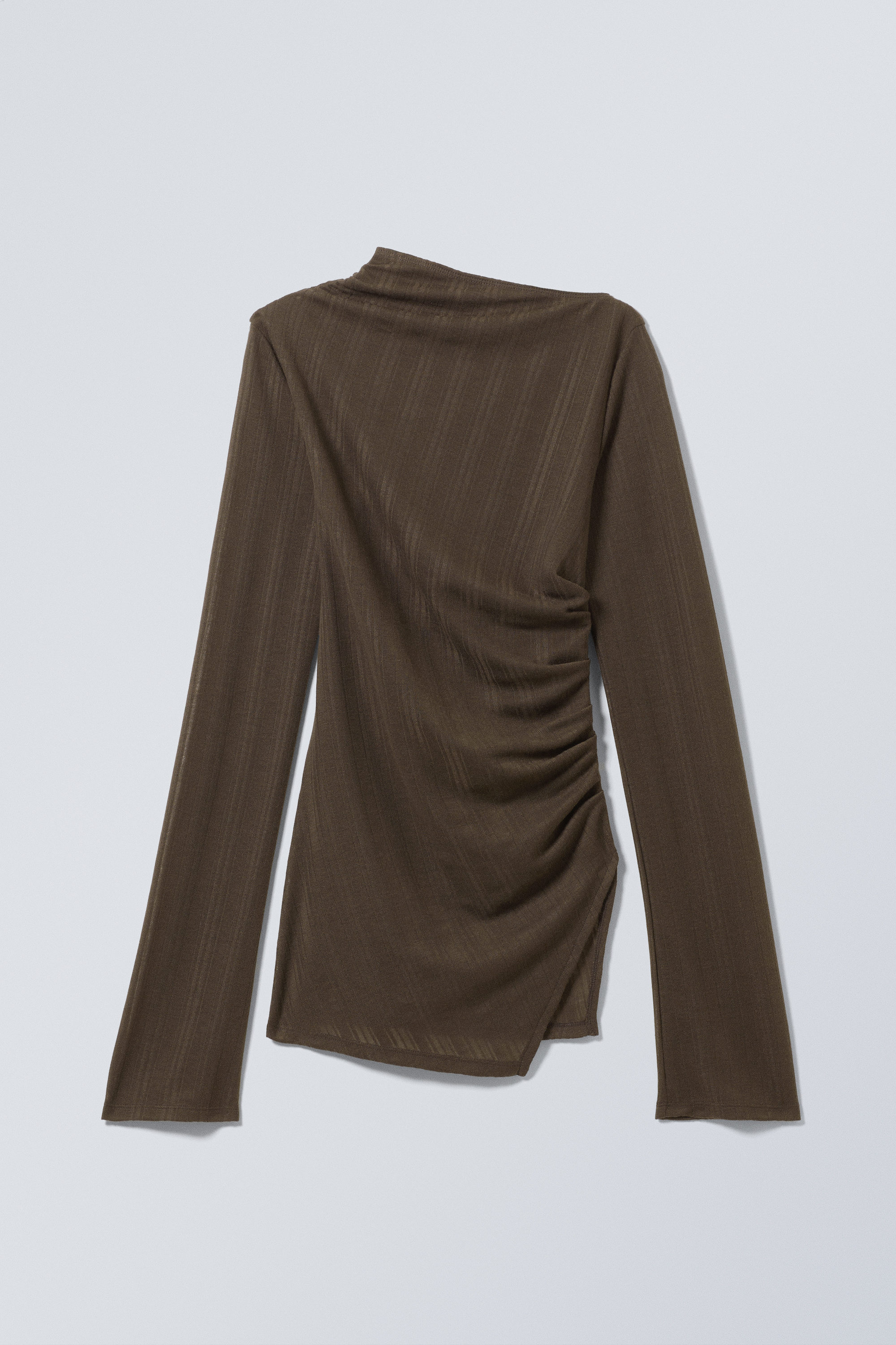 sheer asymmetric long-sleeved top - Dark Brown | Weekday EU