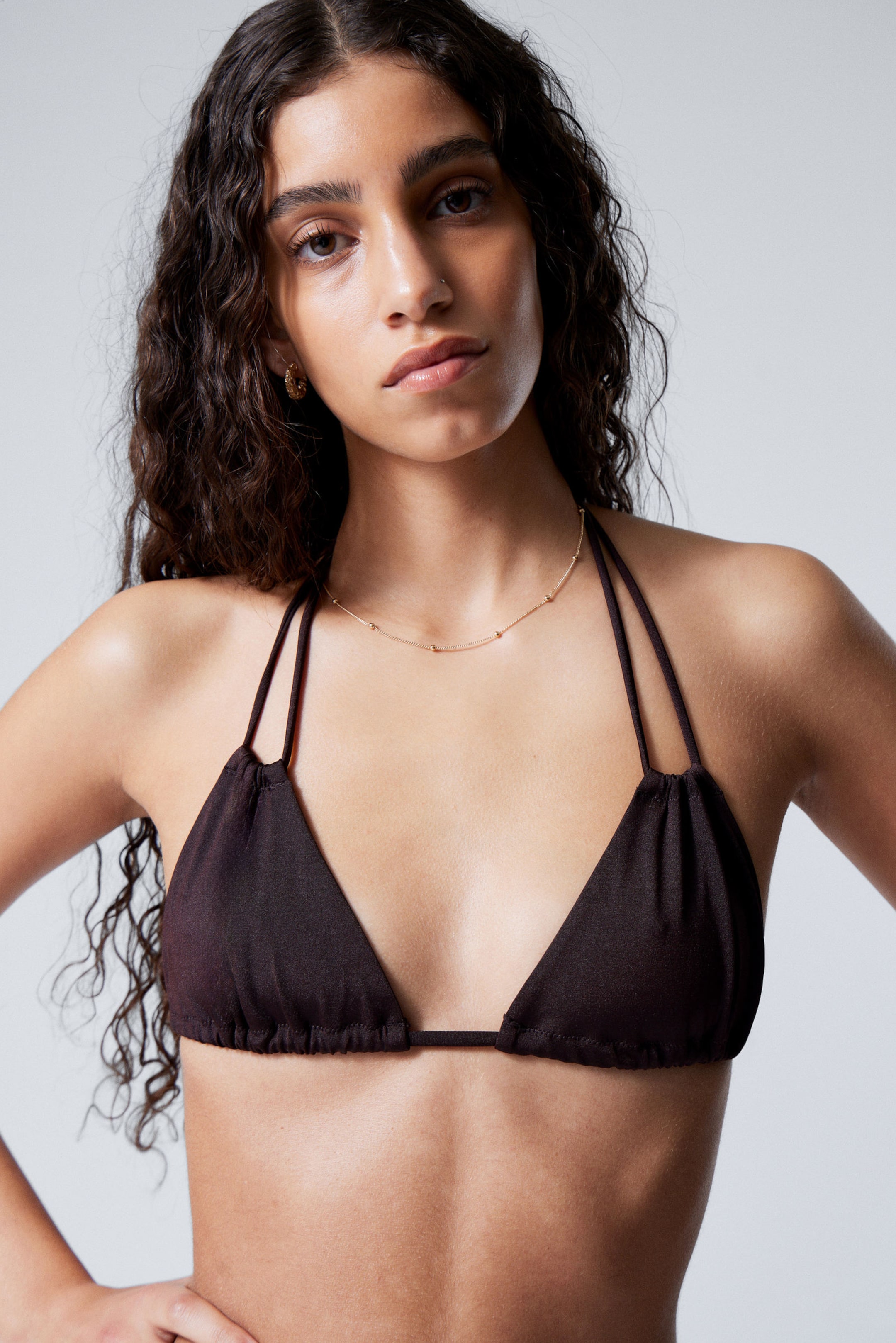 Dark Brown - Breeze Tie Bikini Top - 1