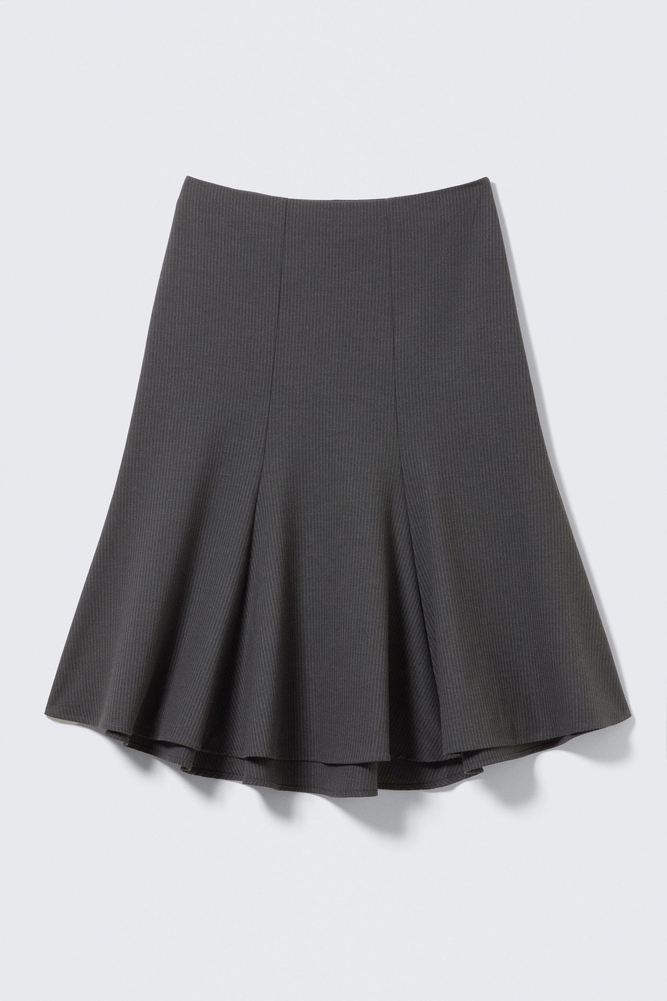 Striped Dark Grey - Midi Slim Volume Skirt - 4