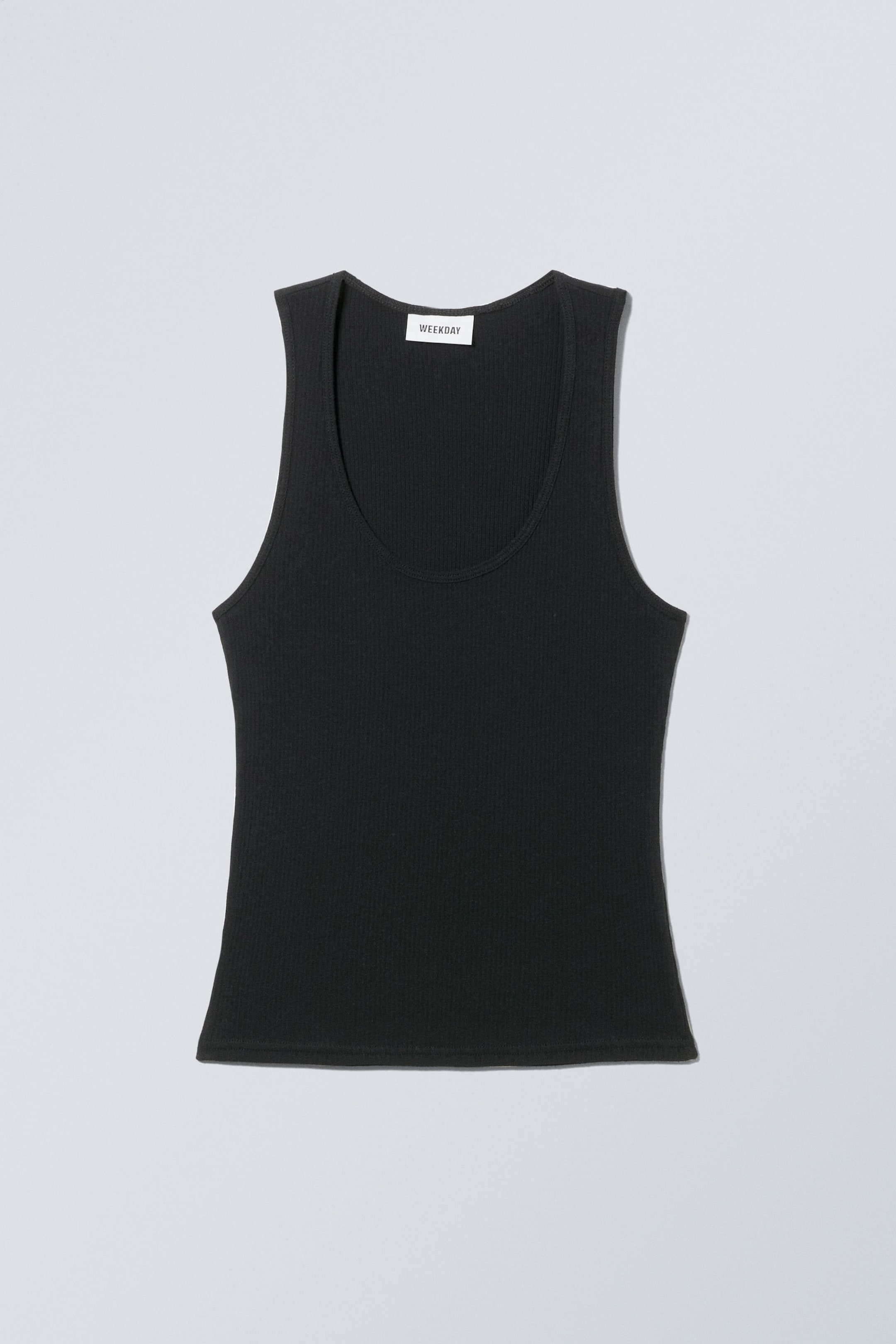 Black - Sheer Rib Tank Top - 3