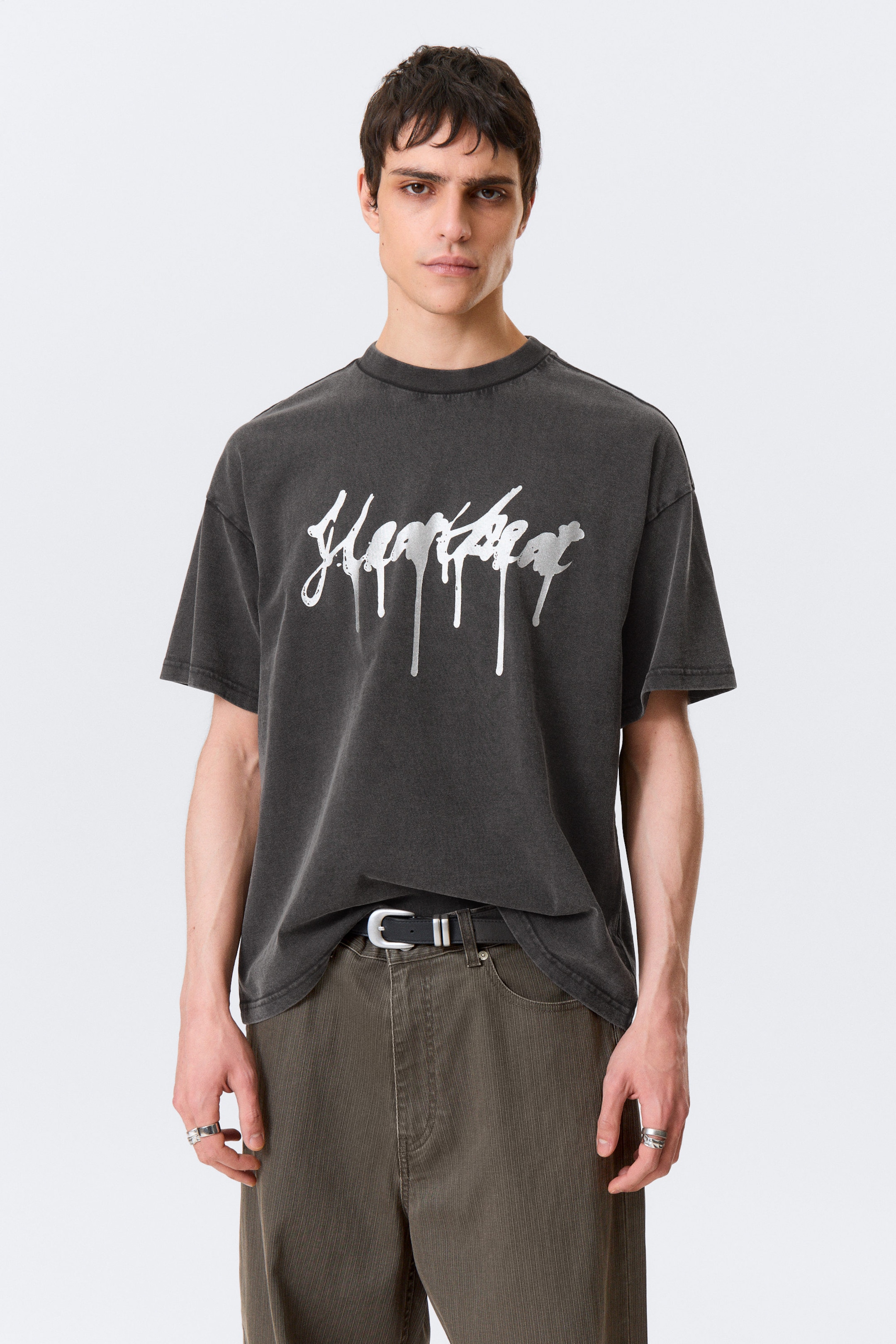 Black - Heartbeat - Great Boxy Printed Graphic Tee - 2