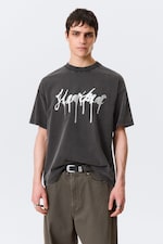 Noir - Heartbeat - T-shirt carré à imprimé graphique Great - 1