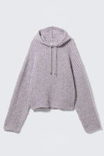 Lilac - Knitted Drawstring Hoodie - 4