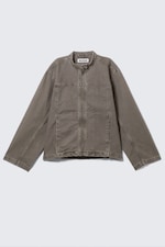 Grå - Oversized Washed Canvas Jacket - 5