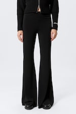 Black - Low Rise Flared Jersey Trousers - 1