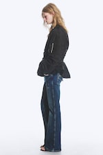 Zwart - Slim ruches peplum bomberjack - 3