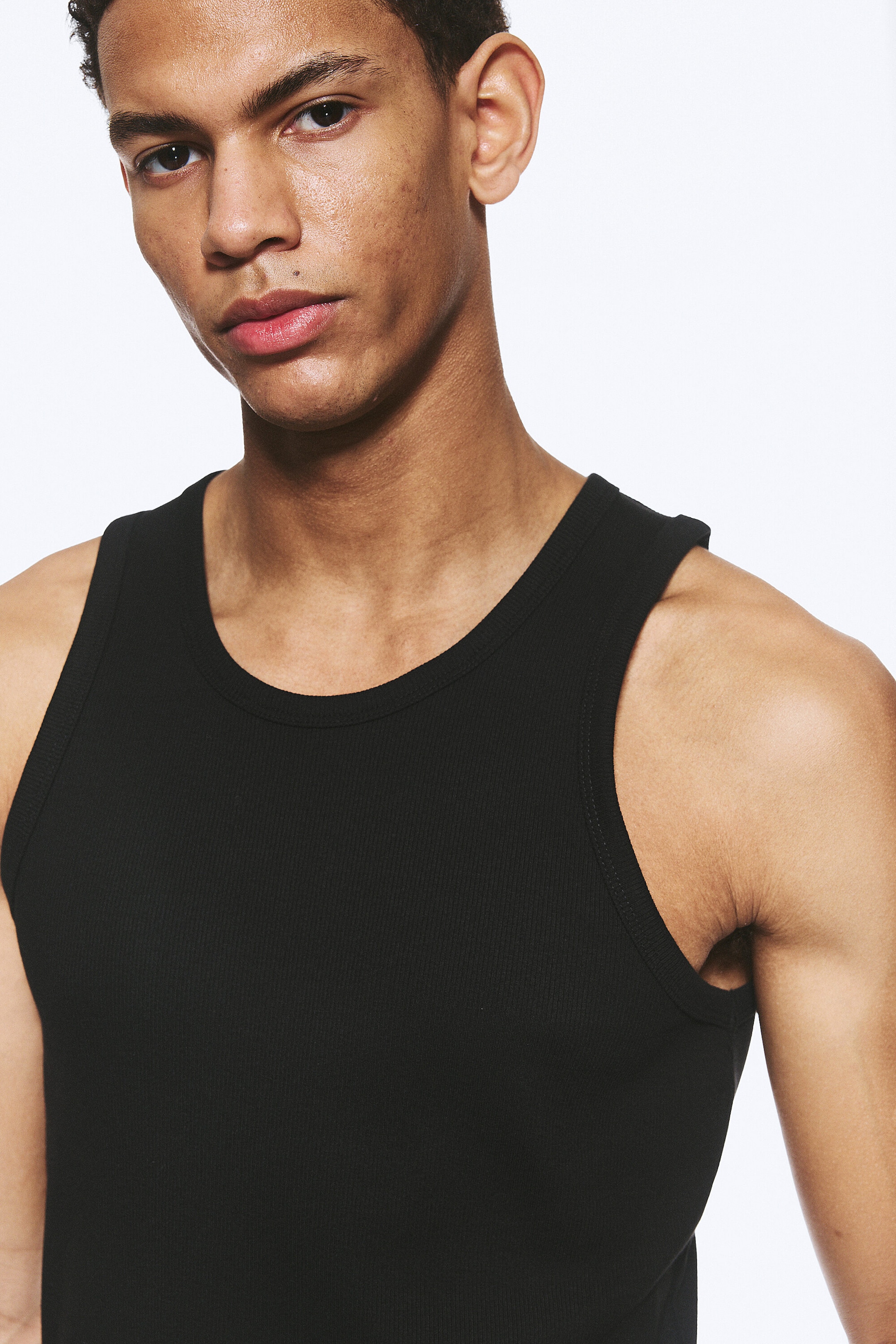 Black - Classic Ribbed Tank Top - 2