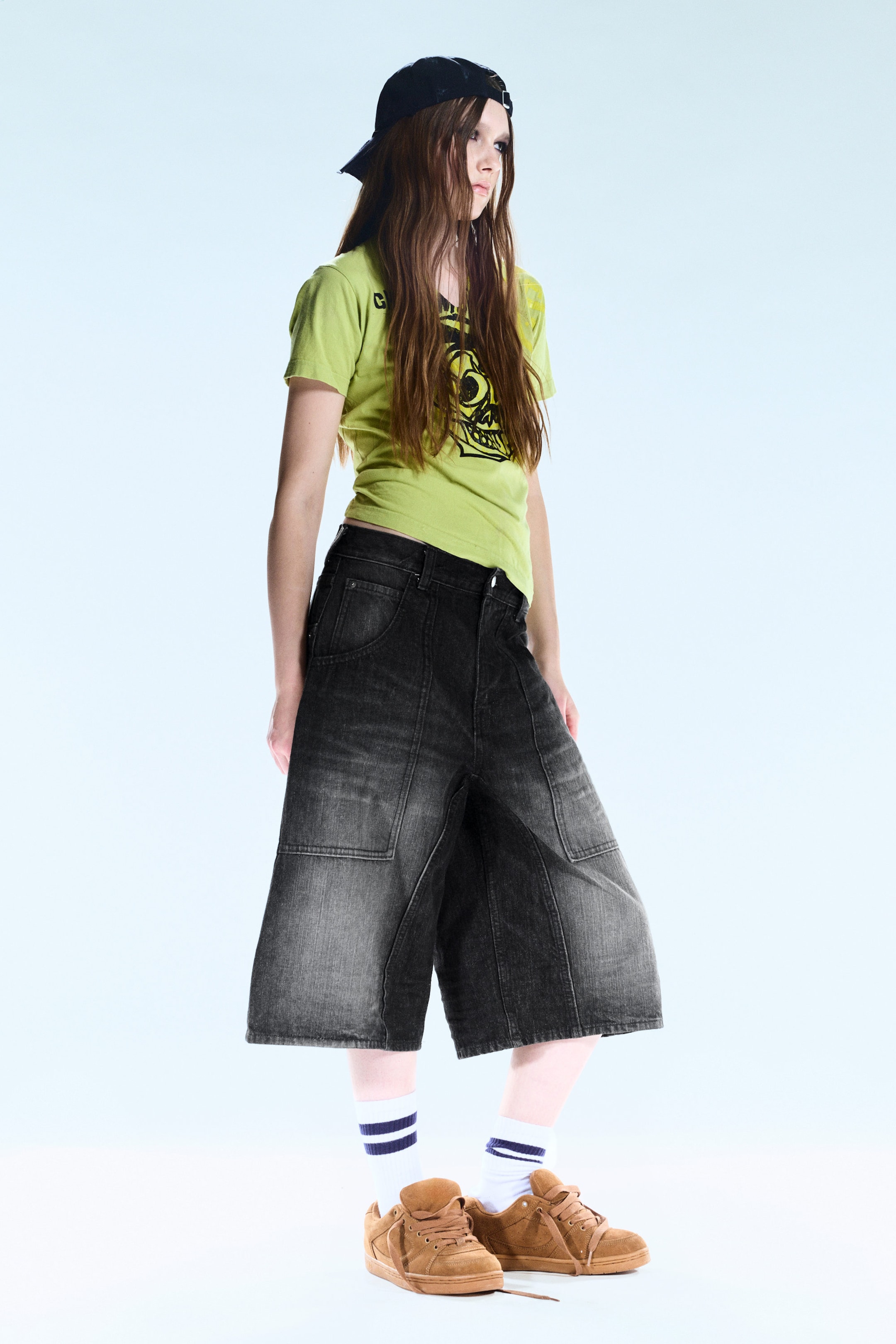 Black Web - Black - Dunno Unisex Loose Fit Carpenter Jorts - 2