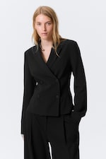 Black - Short Fitted Blazer - 0