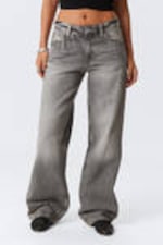 Canyon Grey - Mittelgrau - Ample Low Waist Loose Wide Leg Jeans - 1