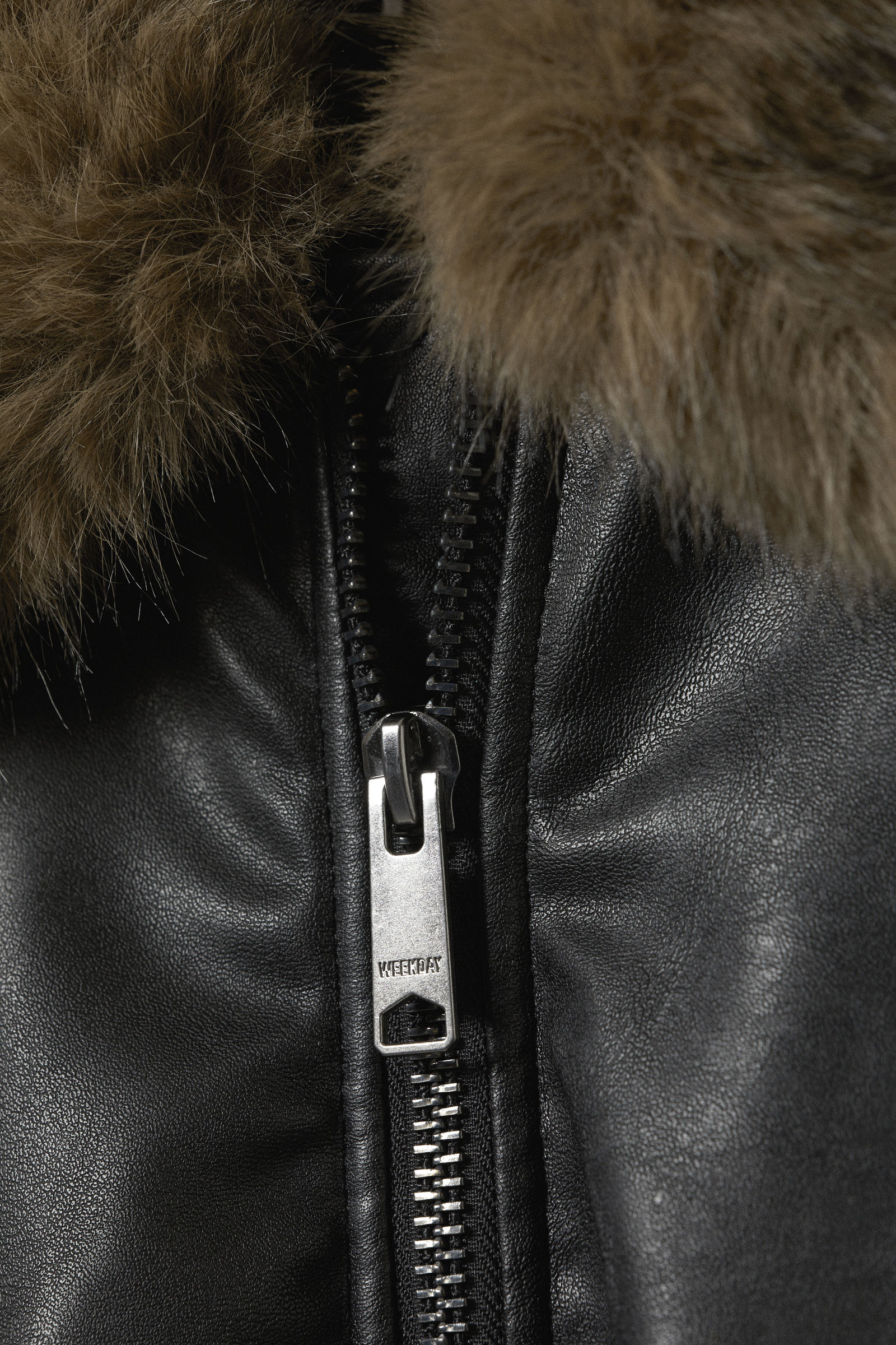 loose fit faux leather bomber jacket - Black | Weekday WW