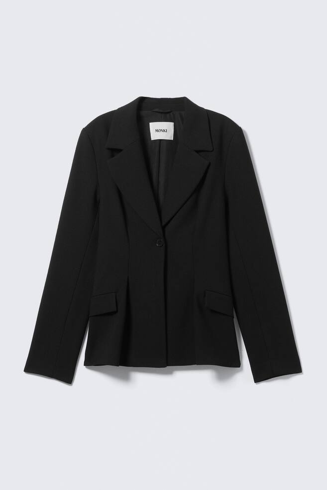 Fitted Single-Breasted Blazer - Black - 1