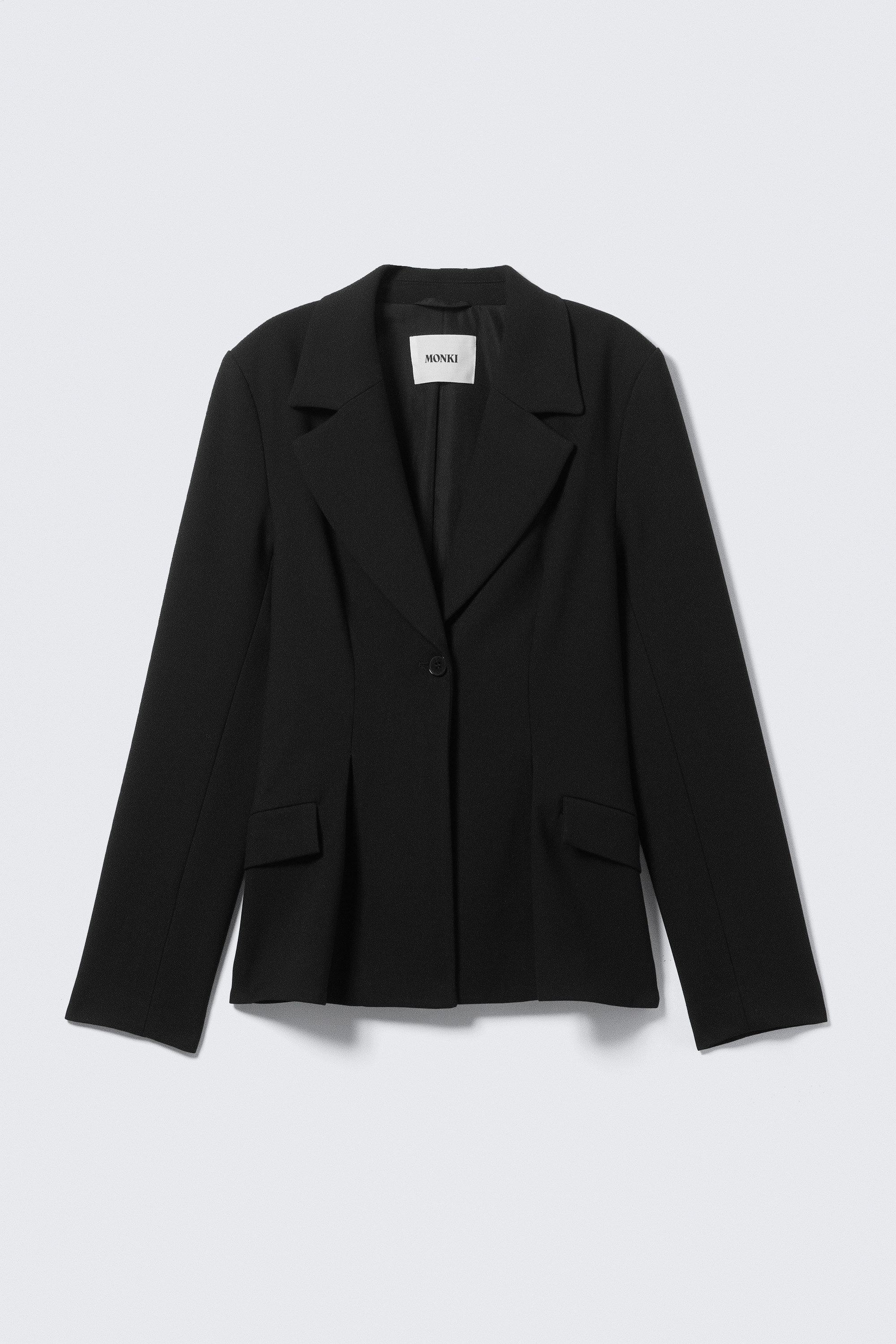 Black - Fitted Single-Breasted Blazer - 1