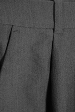 Dark Grey Melange - Loose Fit Barrel Leg Suiting Trousers - 1