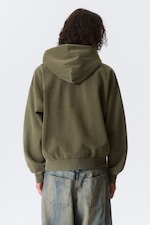 Tvättad mörkgrön - Loose Zip Hoodie - 3