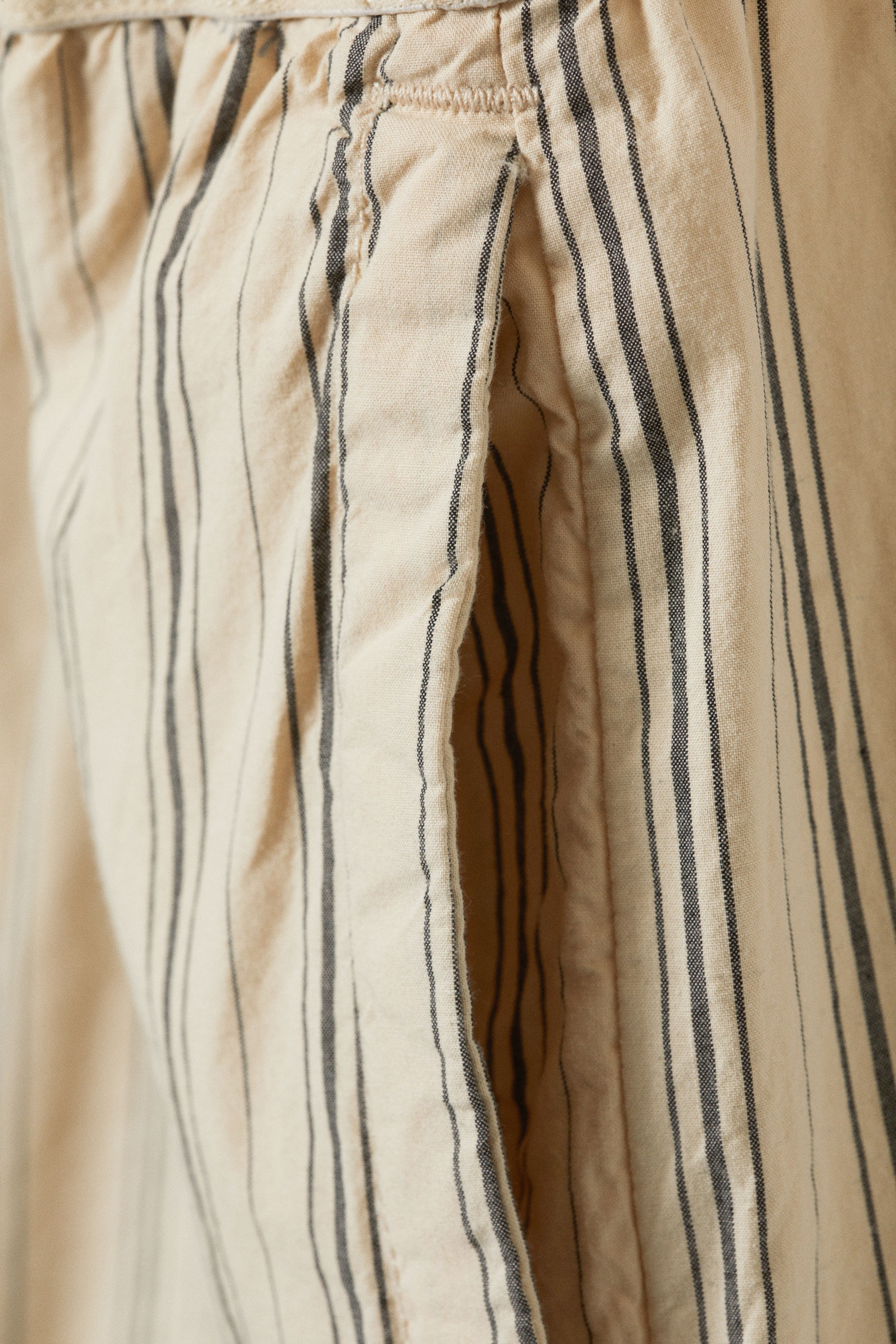 #C9C2B0 - Striped Loose Cotton Pyjama Trousers - 2