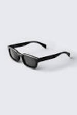 Schwarz - Schwarze Gläser - Kühne Unisex-Sonnenbrille mit rechteckigem Rahmen - 3