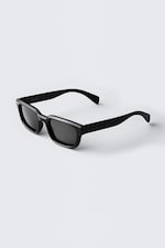 Schwarz - Schwarze Gläser - Kühne Unisex-Sonnenbrille mit rechteckigem Rahmen - 1
