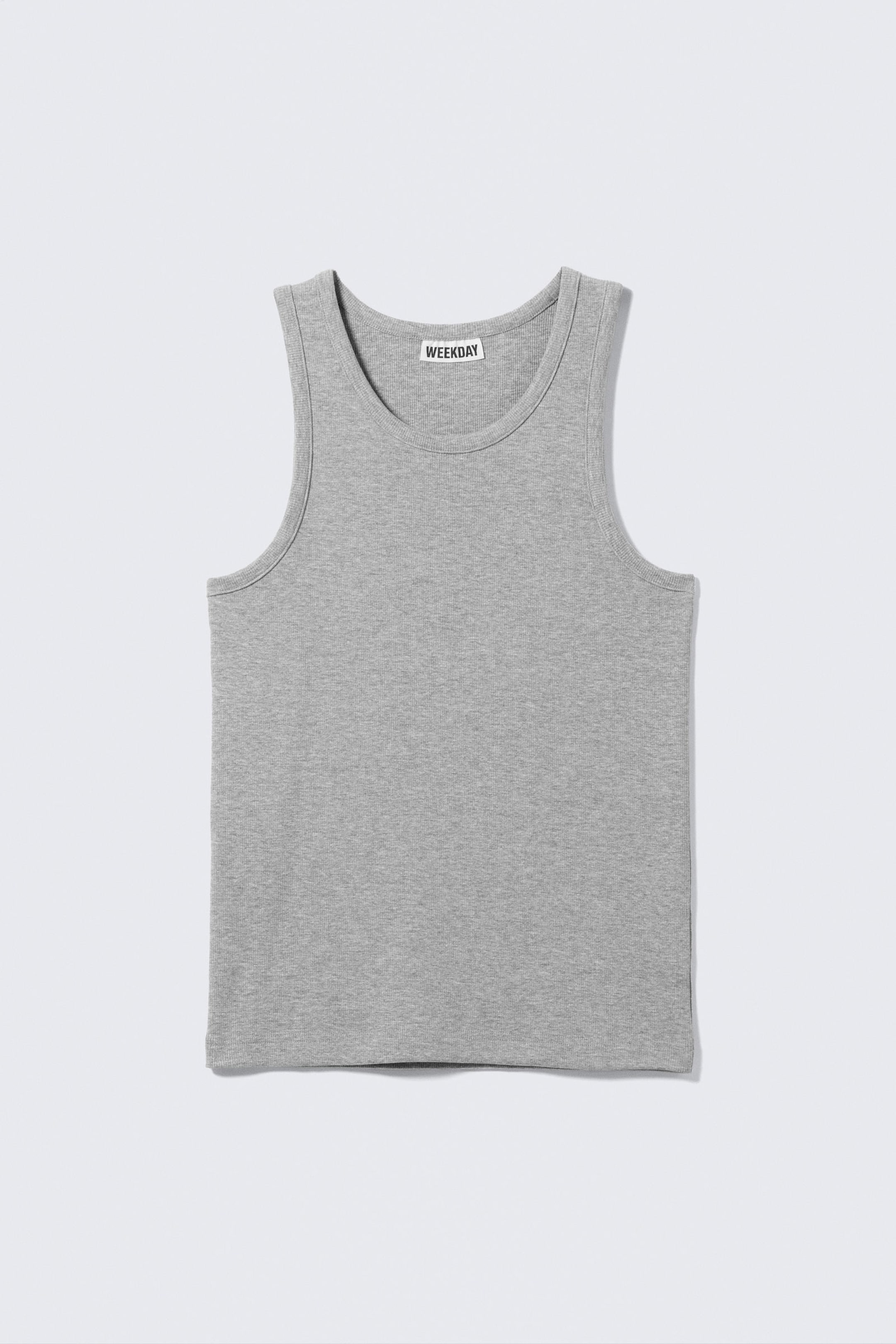 Lichtgrijs gemêleerd - Geribde regular fit tanktop - 3