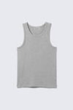 Lichtgrijs gemêleerd - Geribde regular fit tanktop - 3