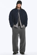 Dark Blue - Relaxed bomber jacket - 1