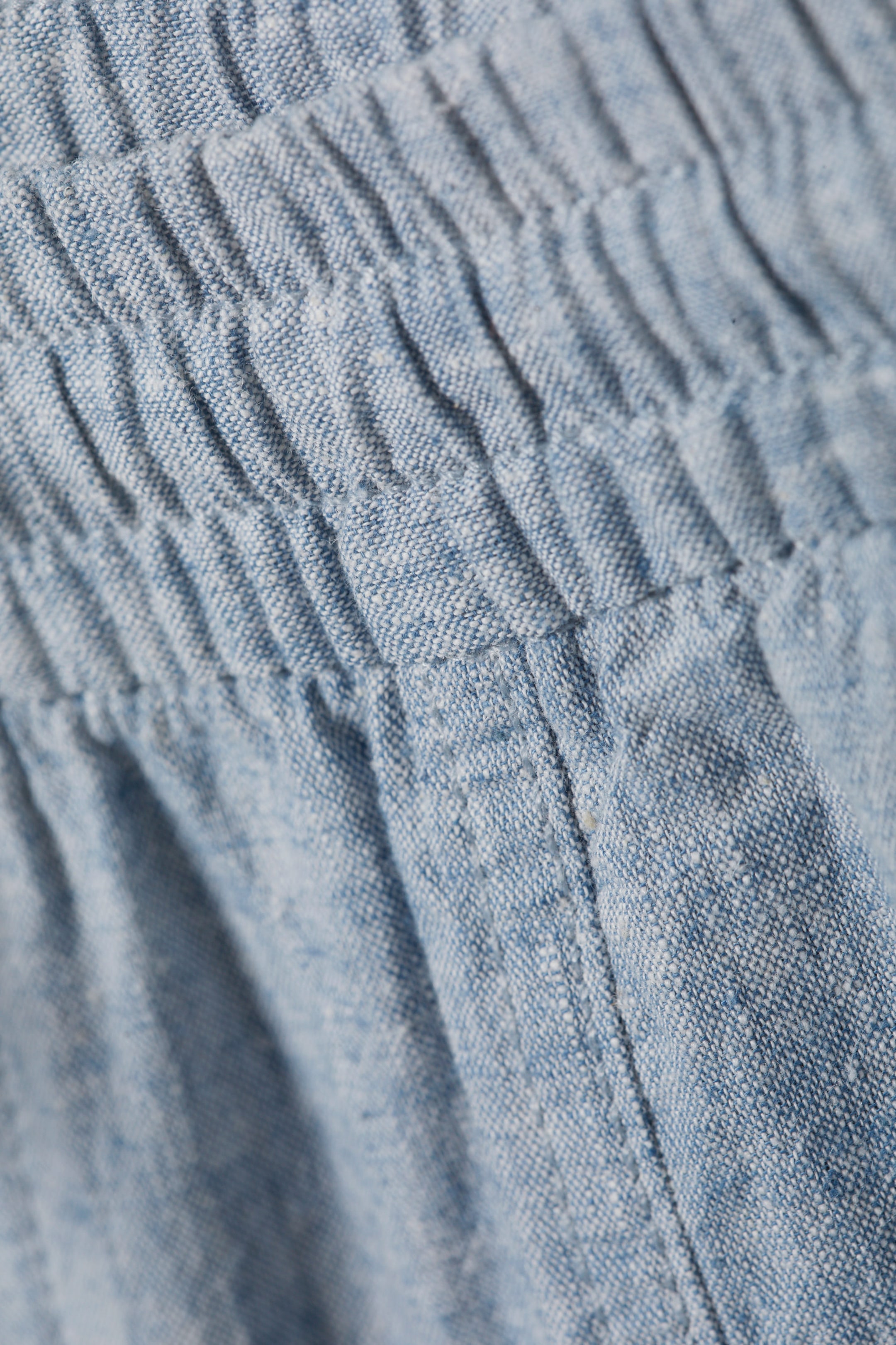 Dimmig blåmelerad - Lediga byxor i linneblandning - 1