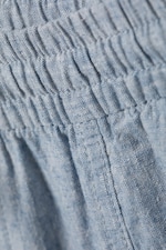 Dimmig blåmelerad - Lediga byxor i linneblandning - 1