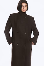 Dark Brown - LOGAN DOUBLE-BREASTED WOOL-BLEND COAT - 1
