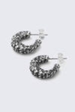 Silver - Smashed Chunky Hoop Earrings - 0