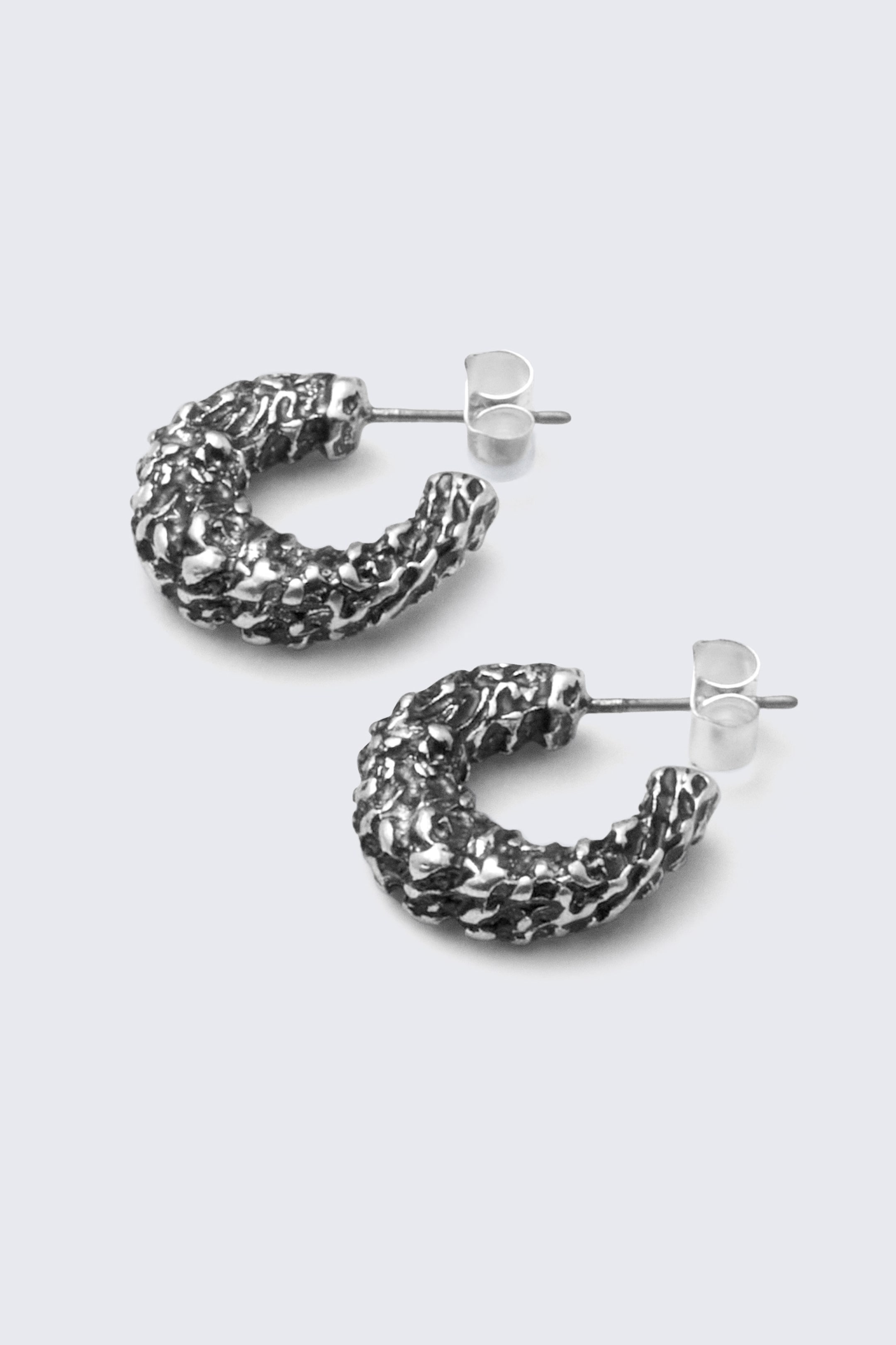 Silver - Smashed Chunky Hoop-Örhängen - 1