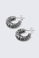 Silver - Smashed Chunky Hoop-Örhängen - 0