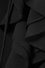 Svart - Långärmad blus med volang - 1