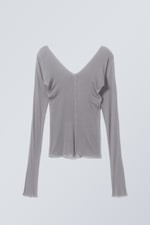 Dusty Grey - Yen Sheer Longsleeve Top - 0