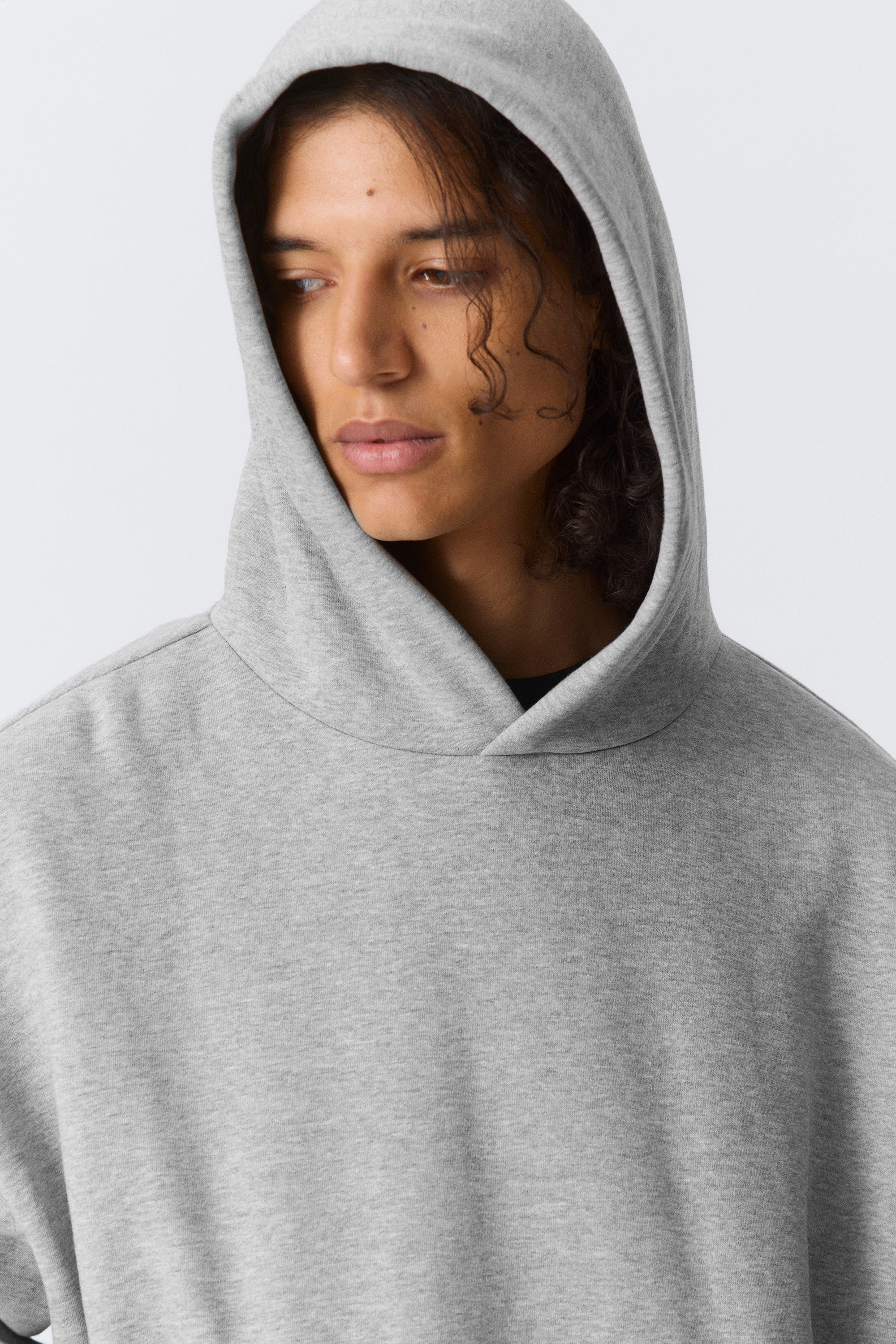 Grey Melange - Loose Fit Hoodie - 2